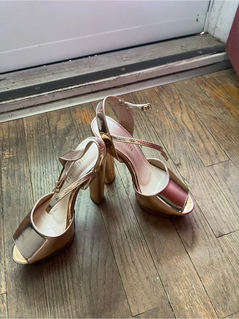 Metallic Gold Platform Heels